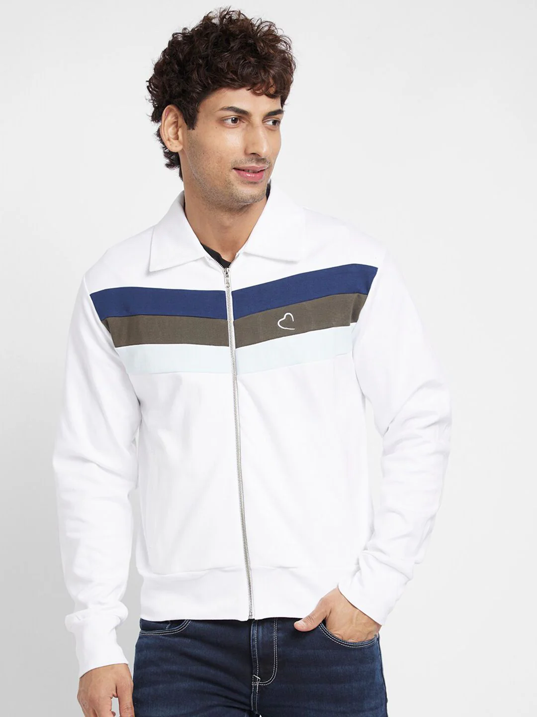 Being Human Spread Collar Front Open Sweatshirt