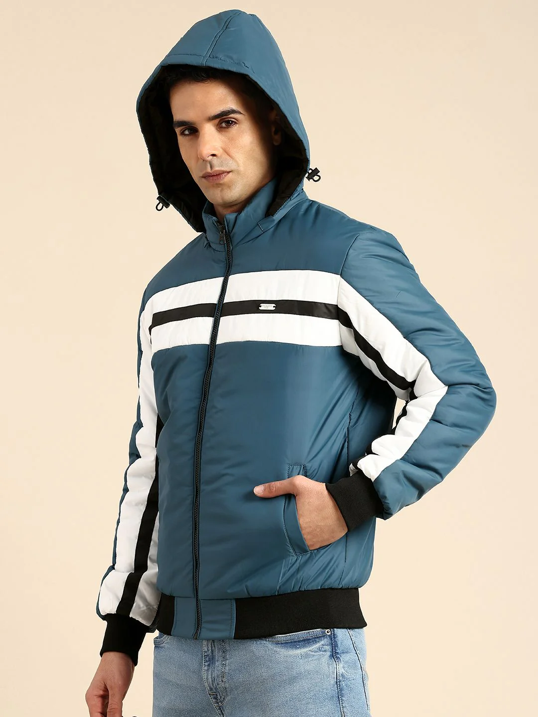 Being Human Striped Hooded Padded Jacket - Image 3