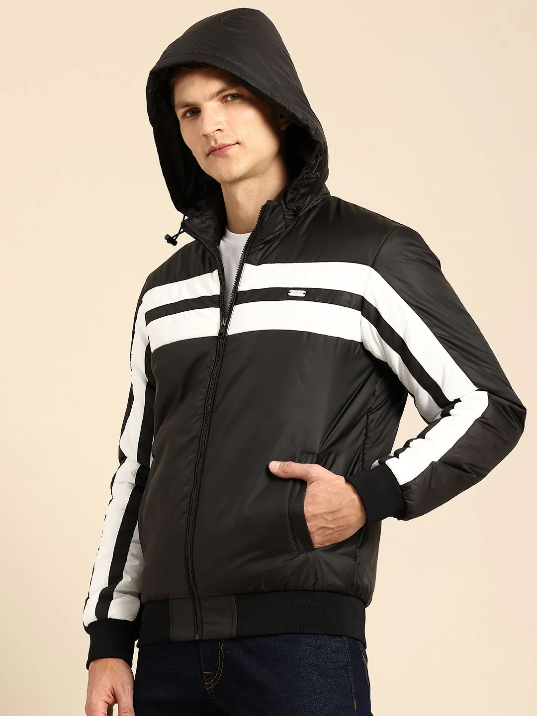 Being Human Striped Hooded Padded Jacket - Image 3
