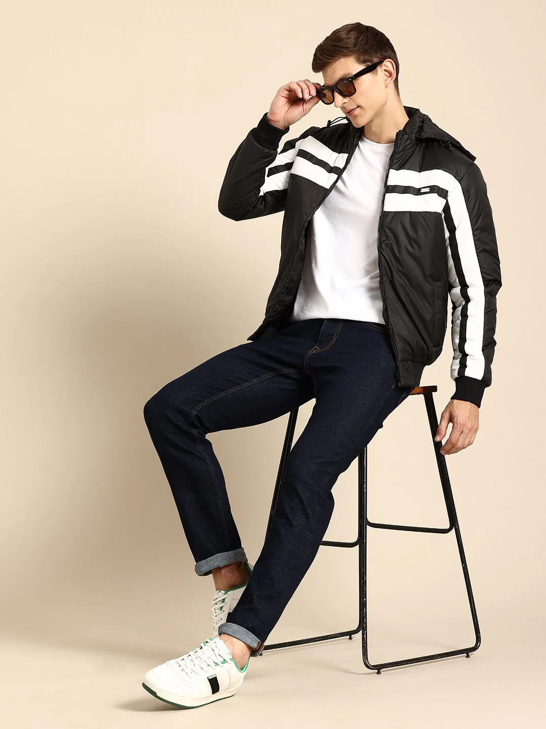 Being Human Striped Hooded Padded Jacket - Image 4