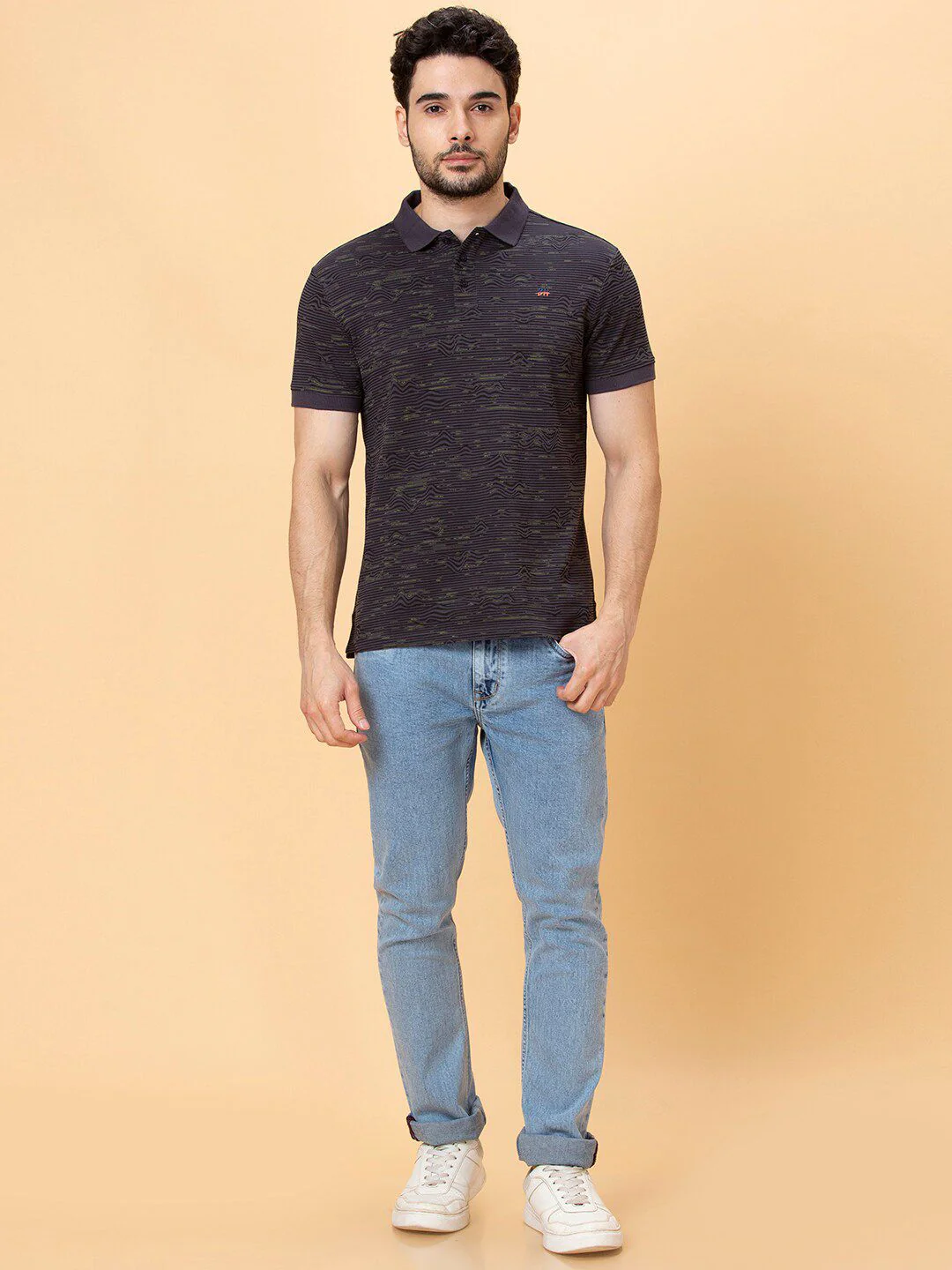 Being Human Striped Polo Collar Casual T-shirt - Image 4