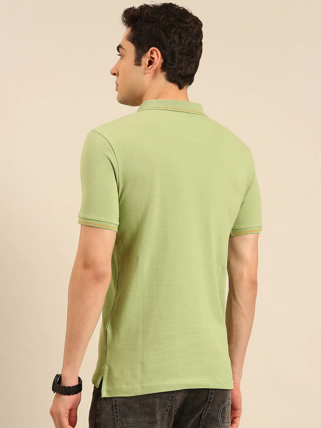 Being Human Striped Polo Collar Pure Cotton T-shirt - Image 5