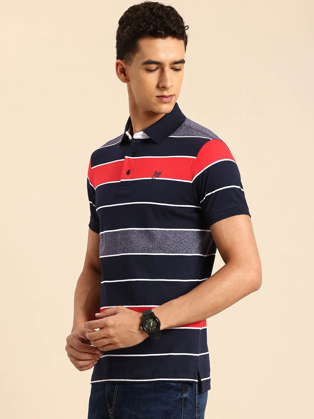 Being Human Striped Polo Collar T-shirt - Image 5