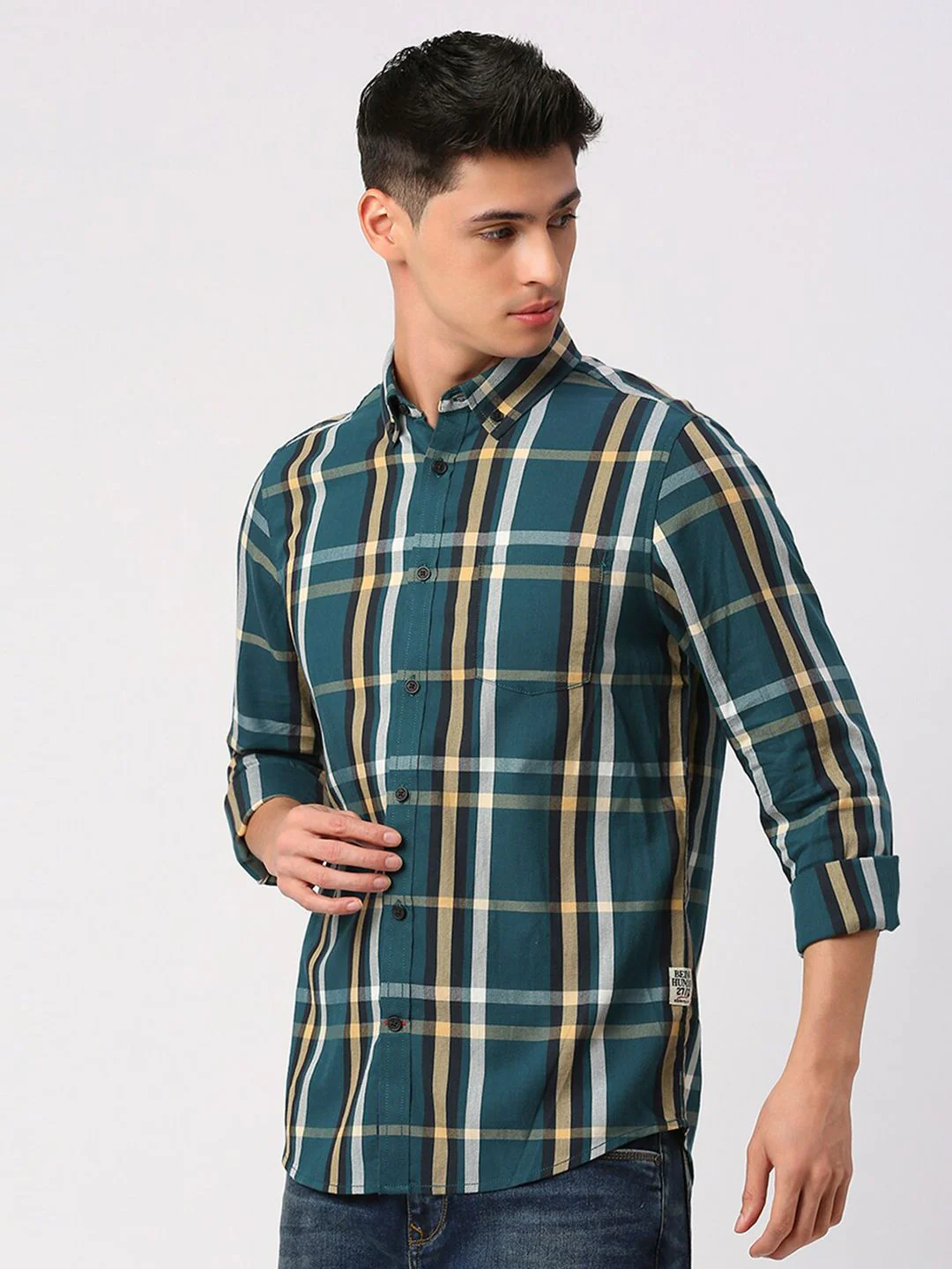 Being Human Tartan Checked Cotton Slim Fit Casual Shirt - Image 5