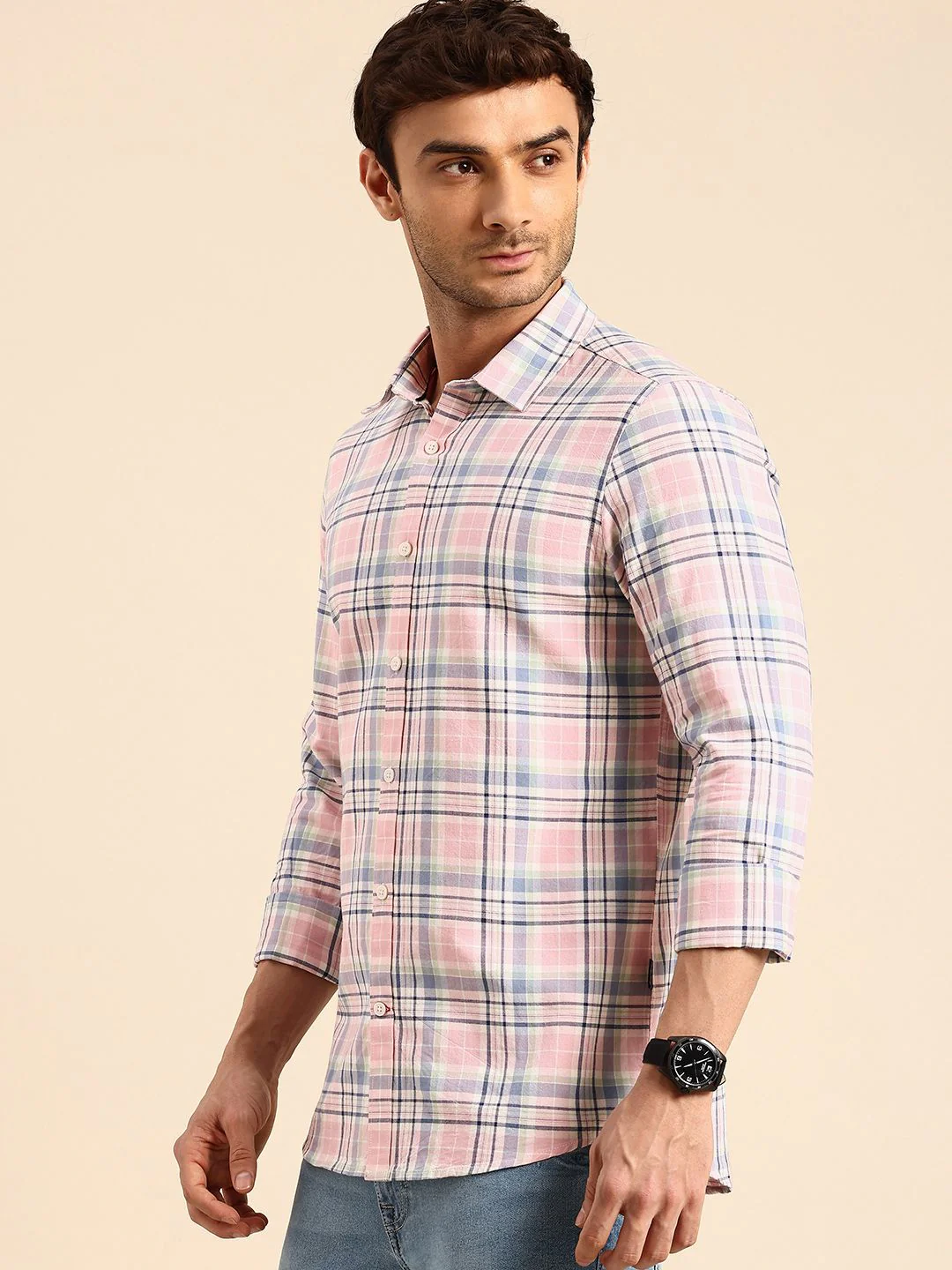 Being Human Tartan Checked Slim Fit Opaque Pure Cotton Casual Shirt - Image 5