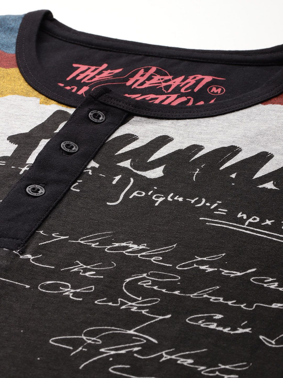 Being Human Typography Henley Neck T-shirt - Image 2