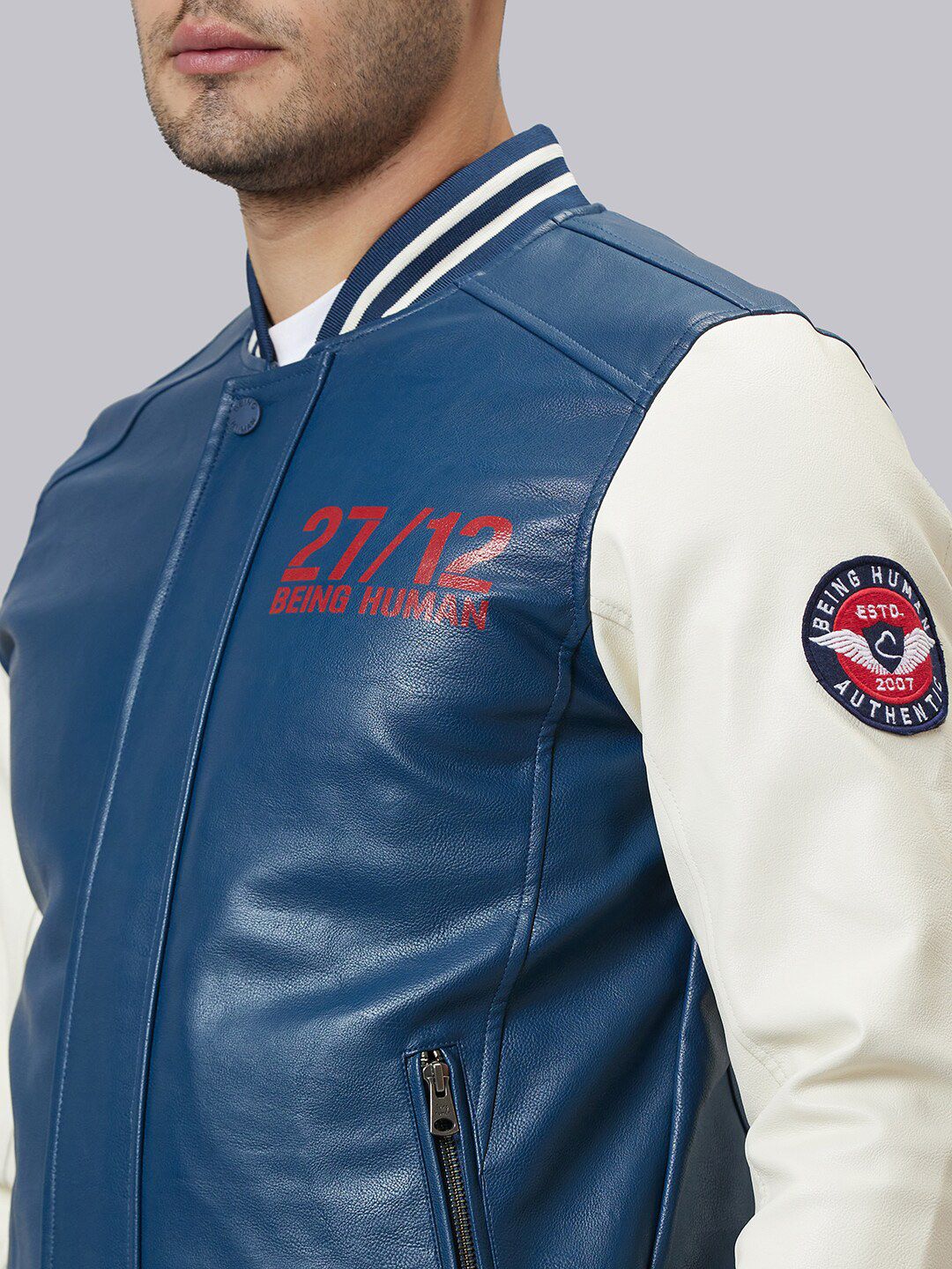 Being Human Typography Printed Cotton Varsity Jacket - Image 2