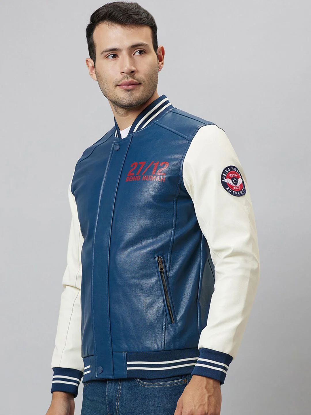 Being Human Typography Printed Cotton Varsity Jacket - Image 3