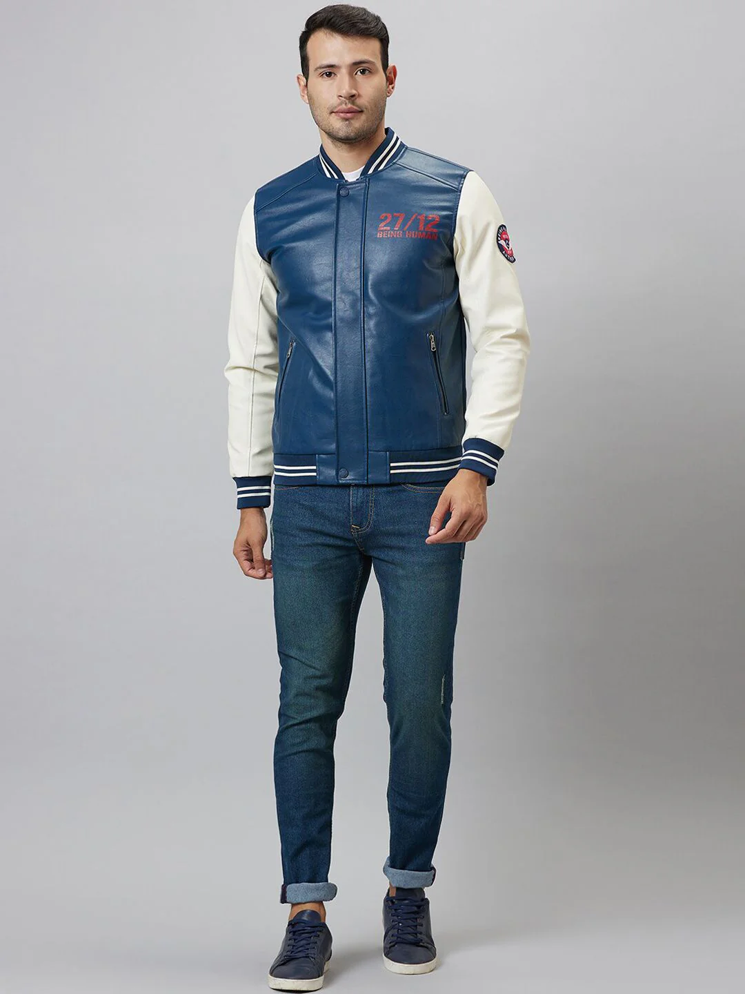 Being Human Typography Printed Cotton Varsity Jacket - Image 4