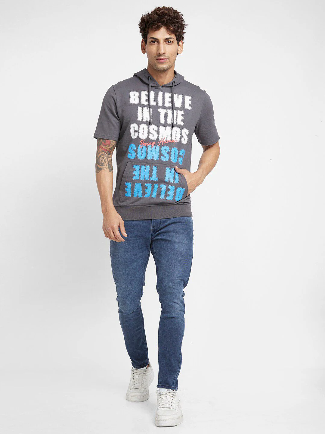 Being Human Typography Printed Hooded Cotton Pullover - Image 4