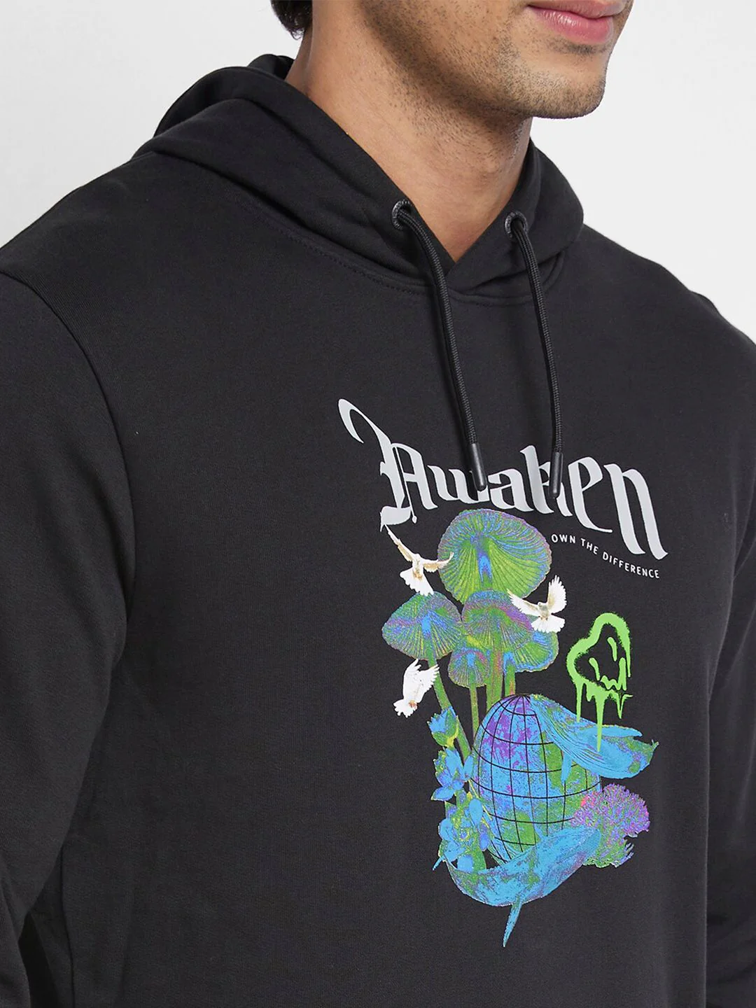 Being Human Typography Printed Hooded Cotton Pullover - Image 2