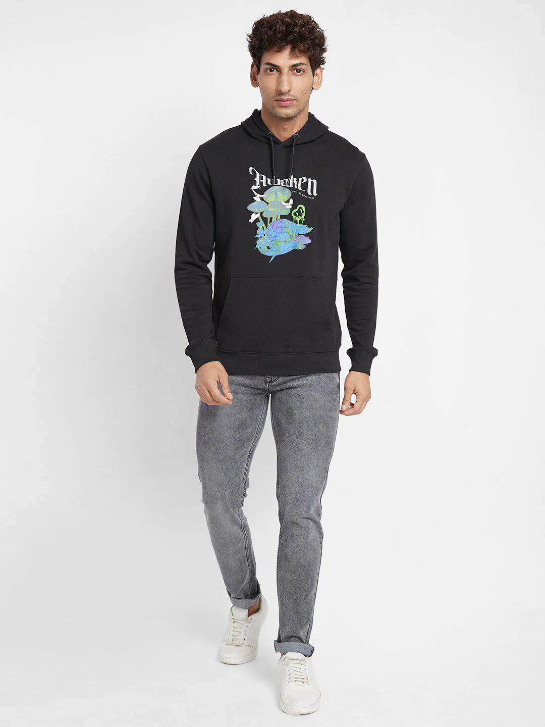 Being Human Typography Printed Hooded Cotton Pullover - Image 4
