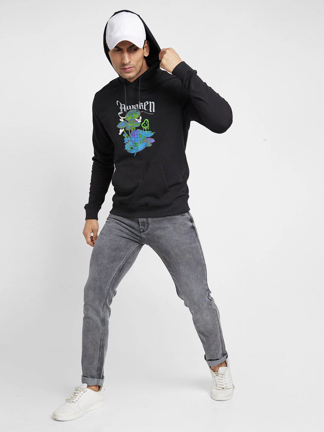 Being Human Typography Printed Hooded Cotton Pullover - Image 6
