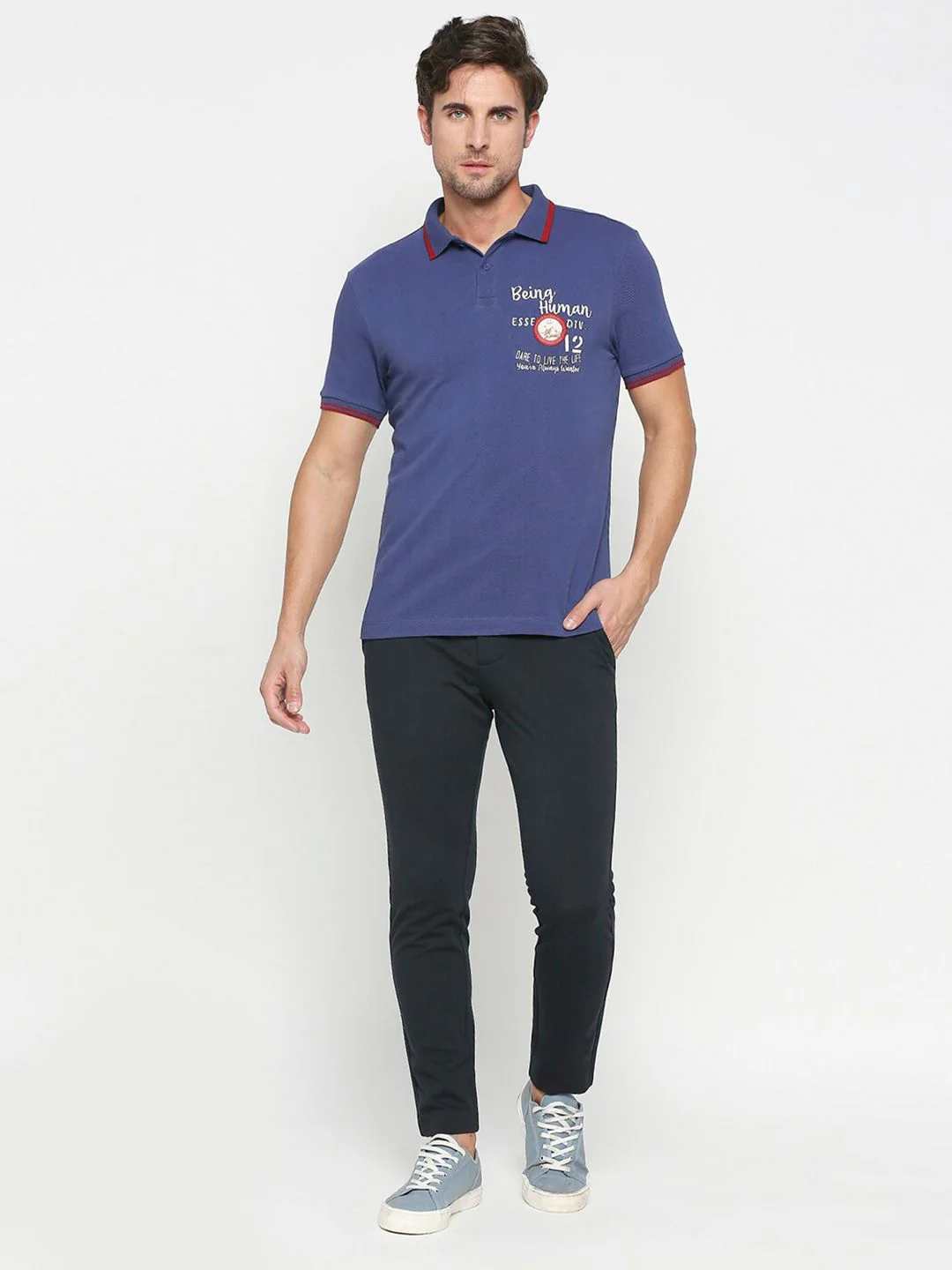 Being Human Typography Printed Polo Collar T-shirt - Image 6