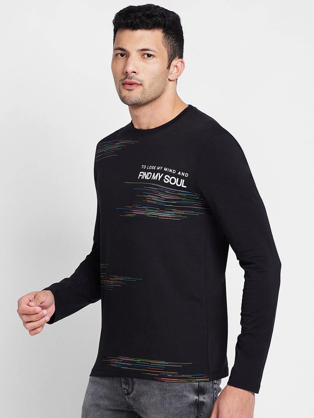 Being Human Typography Printed Round Neck Long Sleeves Regular T-shirt - Image 3