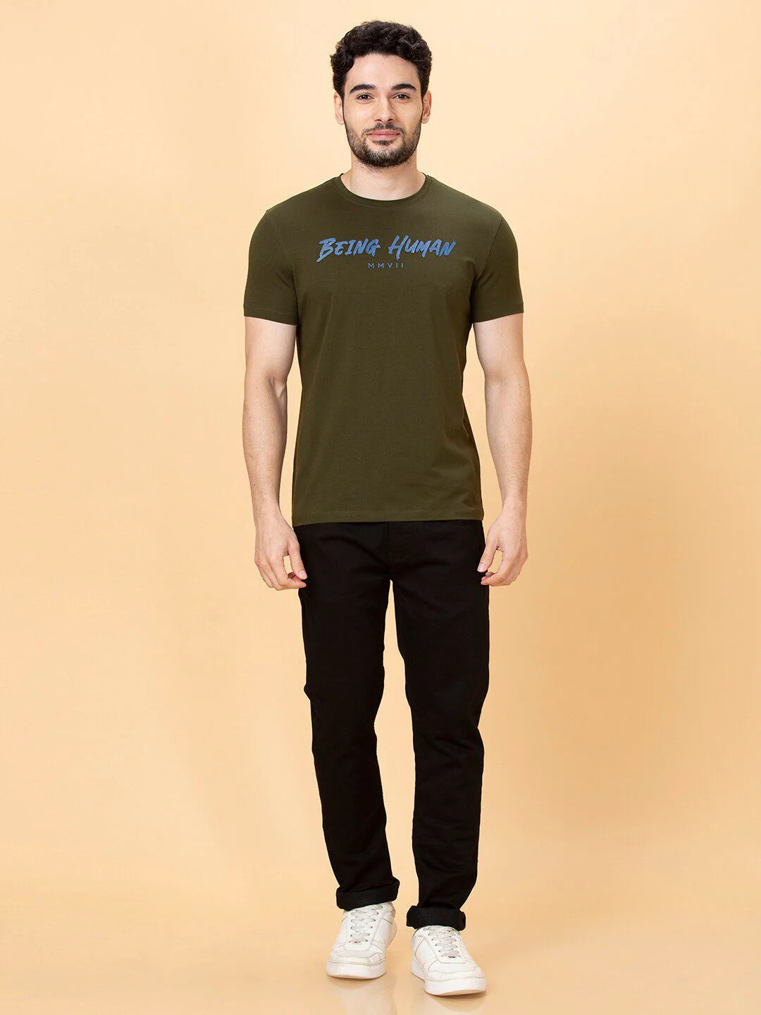 Being Human Typography Printed Round Neck Short Sleeves Cotton Regular Fit T-shirt - Image 4