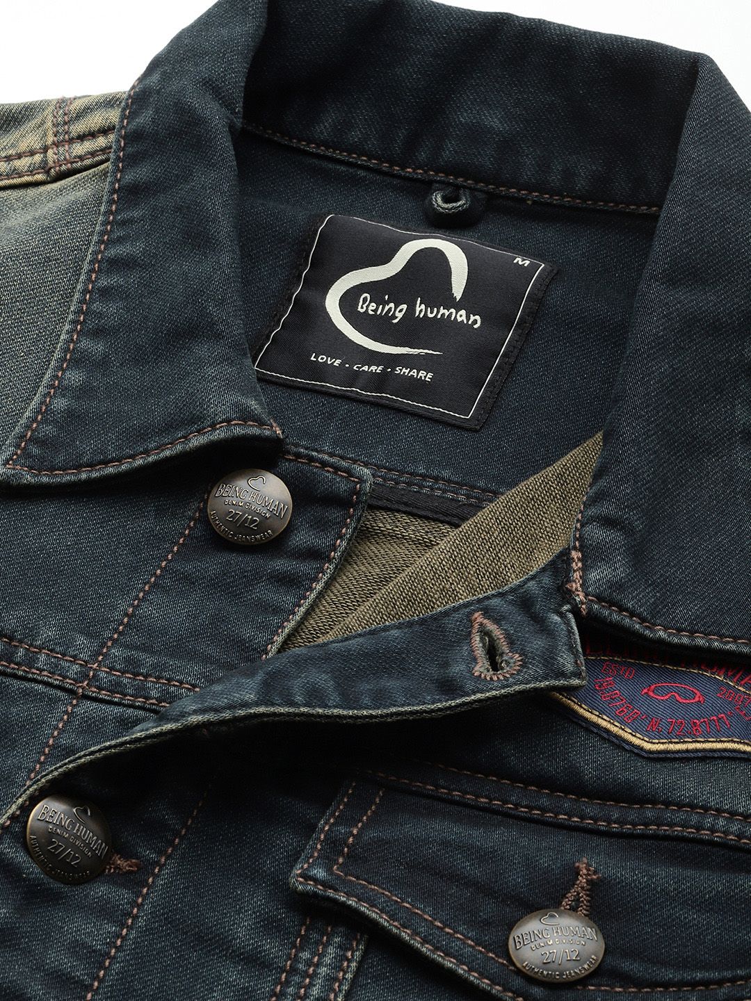 Being Human Washed Denim Jacket with Inner Pockets - Image 2