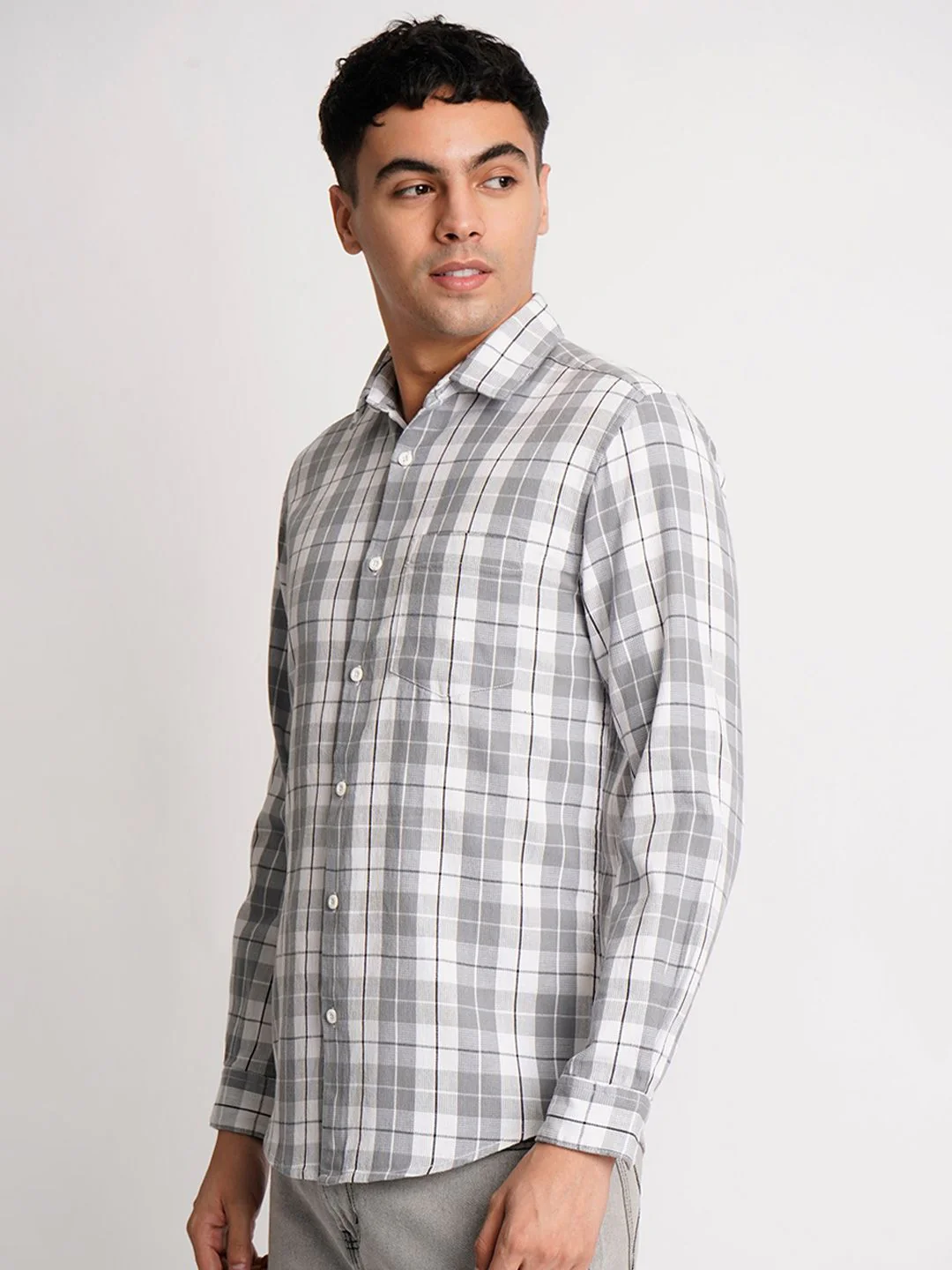 Bene Kleed Men Buffalo Checked Spread Collar Pure Cotton Casual Shirt - Image 5