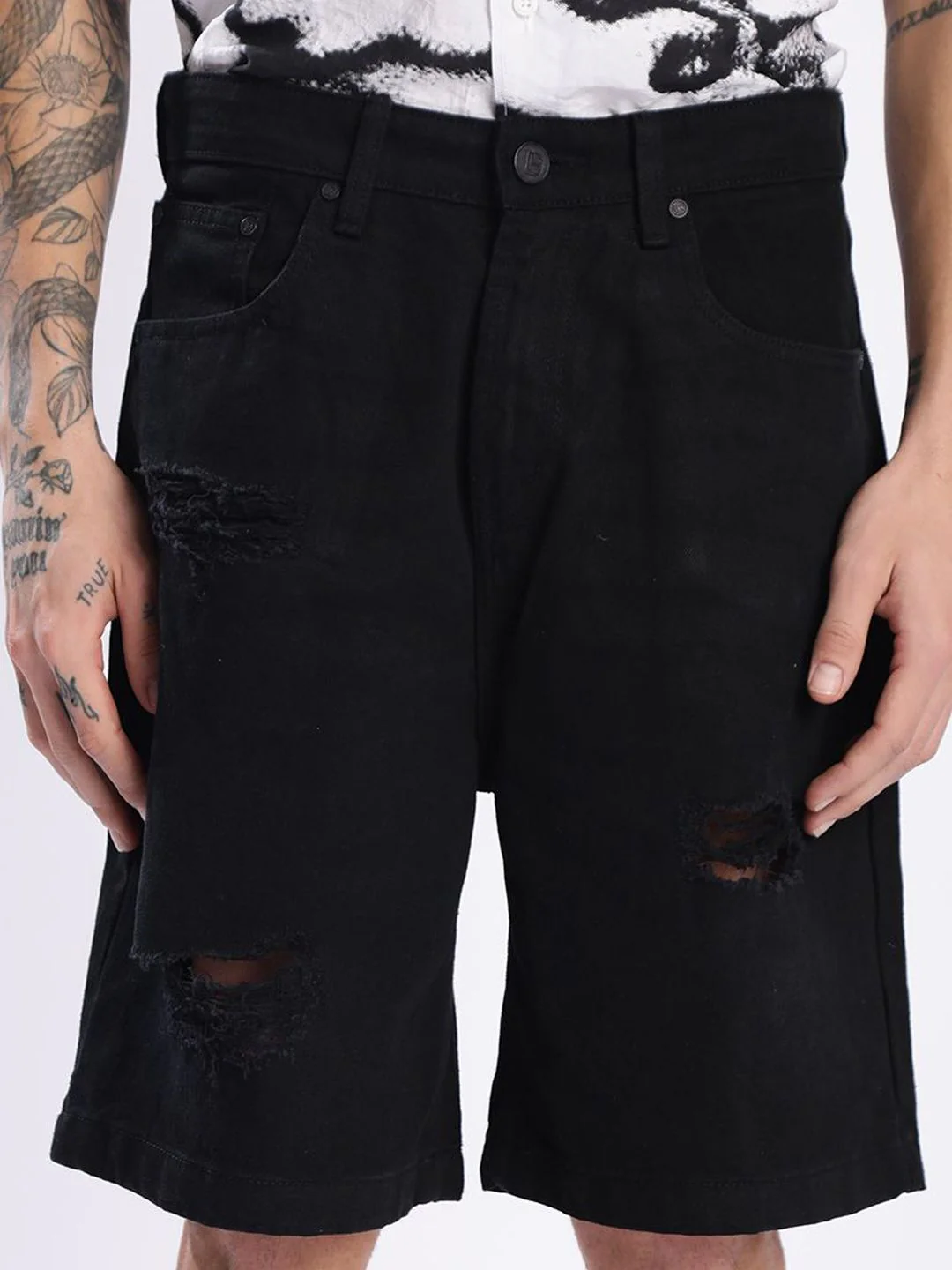 Bene Kleed Men Relax Fit Distressed Denim Shorts - Image 6