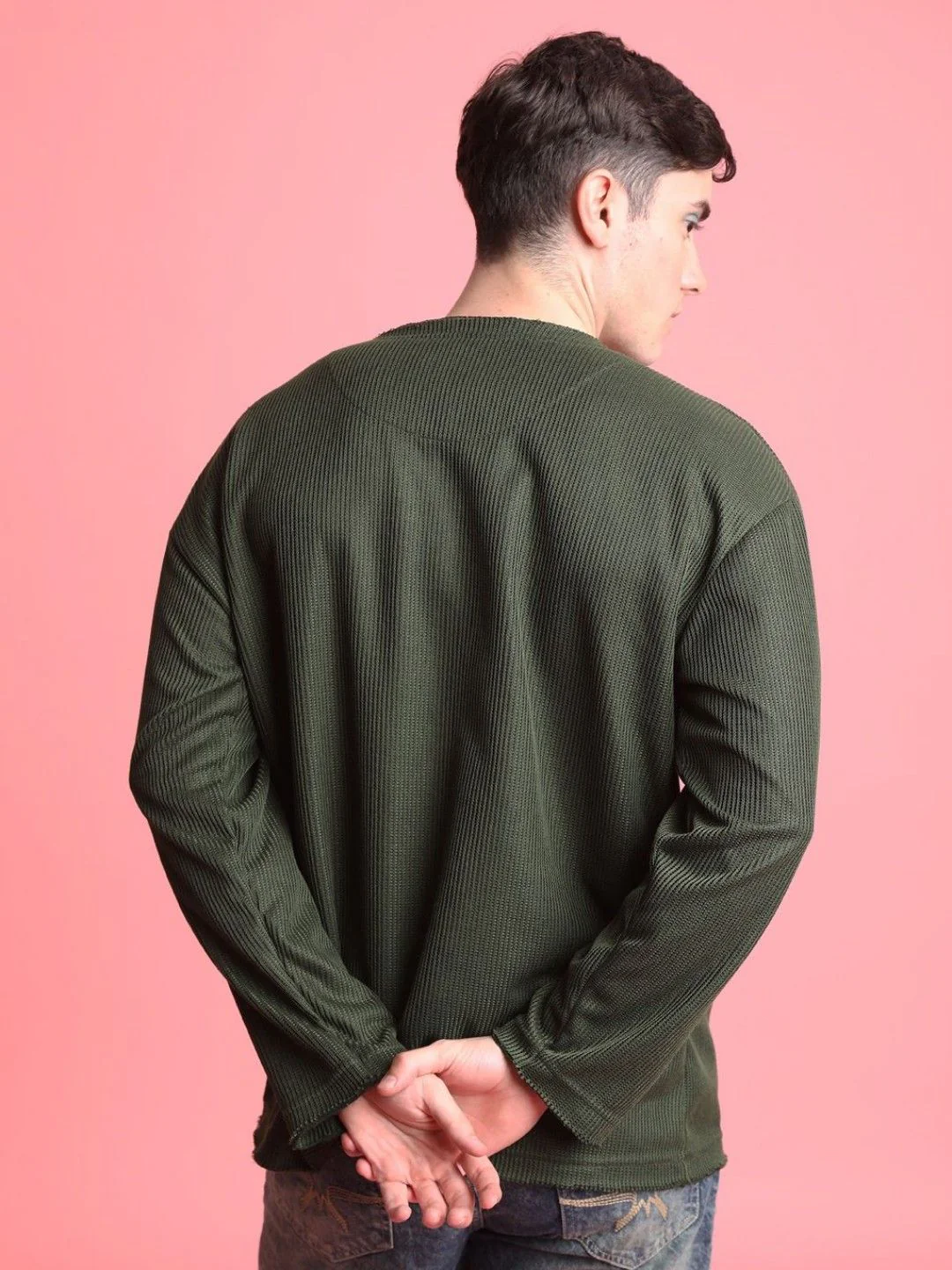 Bene Kleed Men Self Design Oversized T-shirt - Image 5
