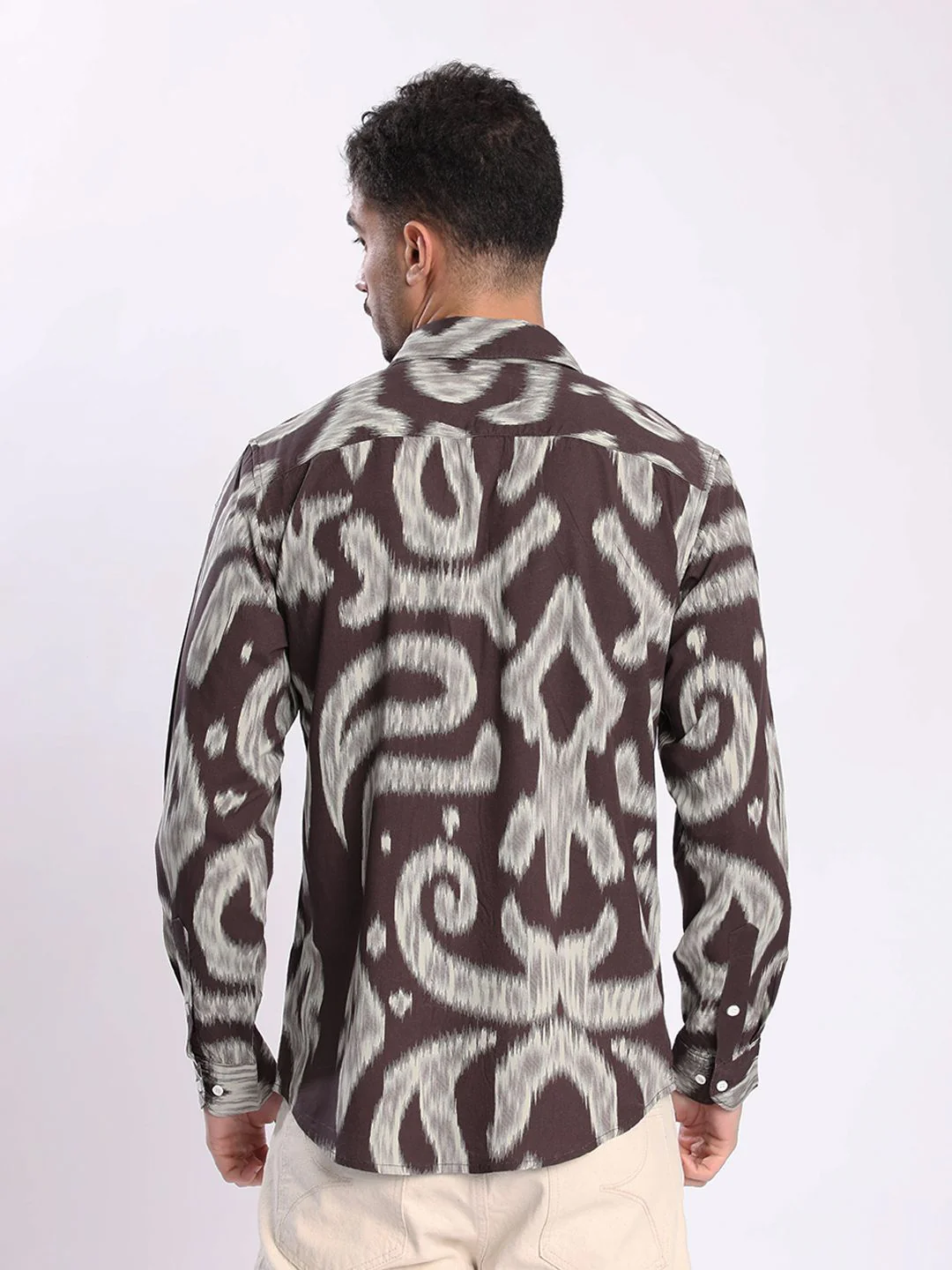 Bene Kleed Men Slim Fit Abstract Printed Spread Collar Casual Shirt - Image 5