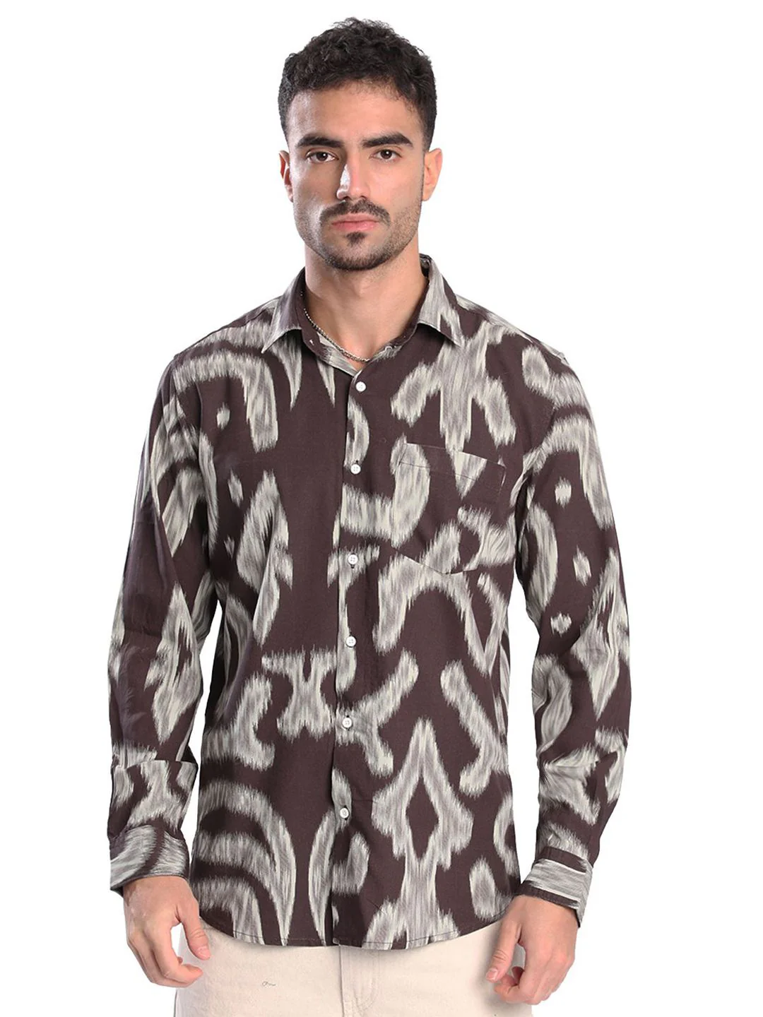 Bene Kleed Men Slim Fit Abstract Printed Spread Collar Casual Shirt - Image 6