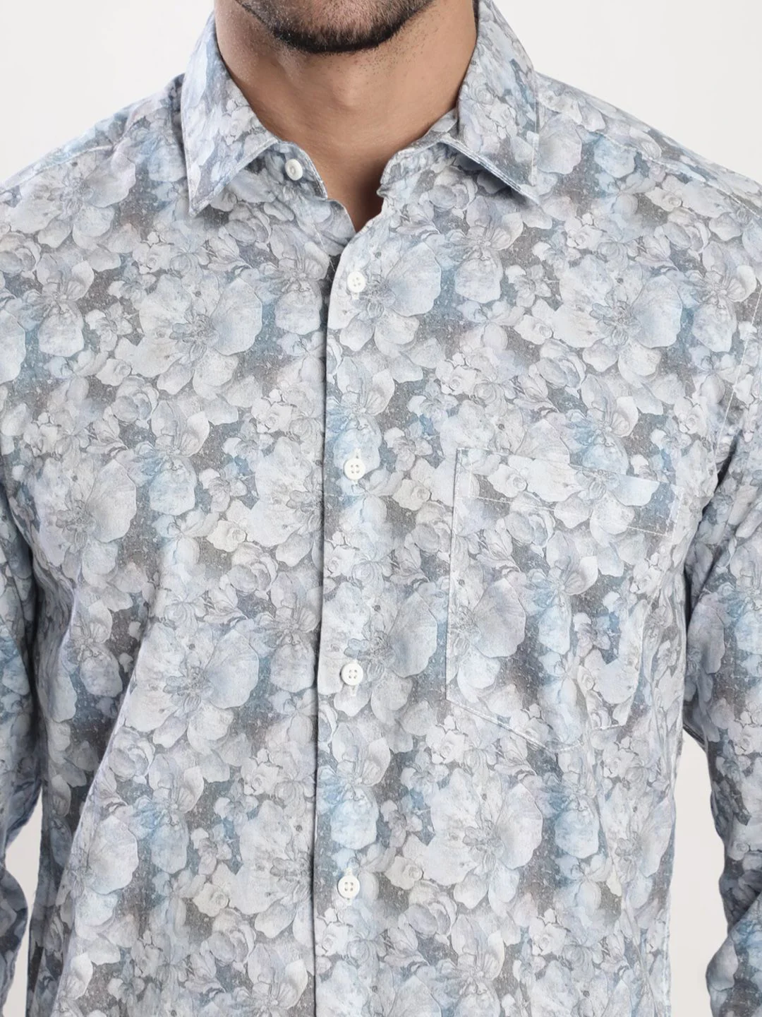 Bene Kleed Men Slim Fit Floral Printed Chest Pocket Casual Shirt - Image 2
