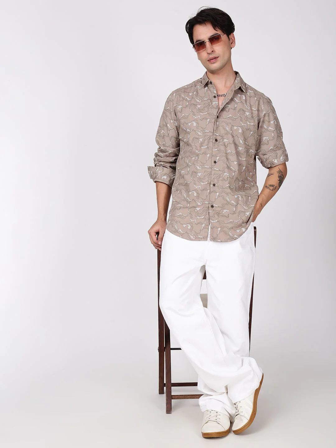Bene Kleed Men Slim Fit Printed Casual Cotton Shirt - Image 6