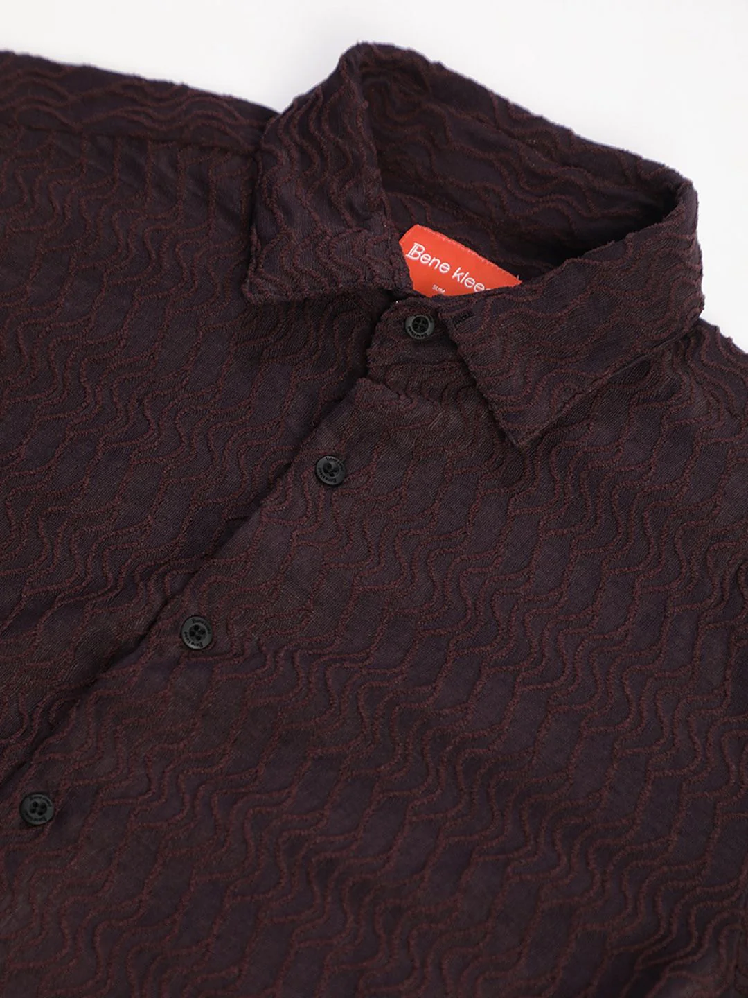Bene Kleed Men Slim Fit Textured Spread Collar Casual Shirt - Image 7