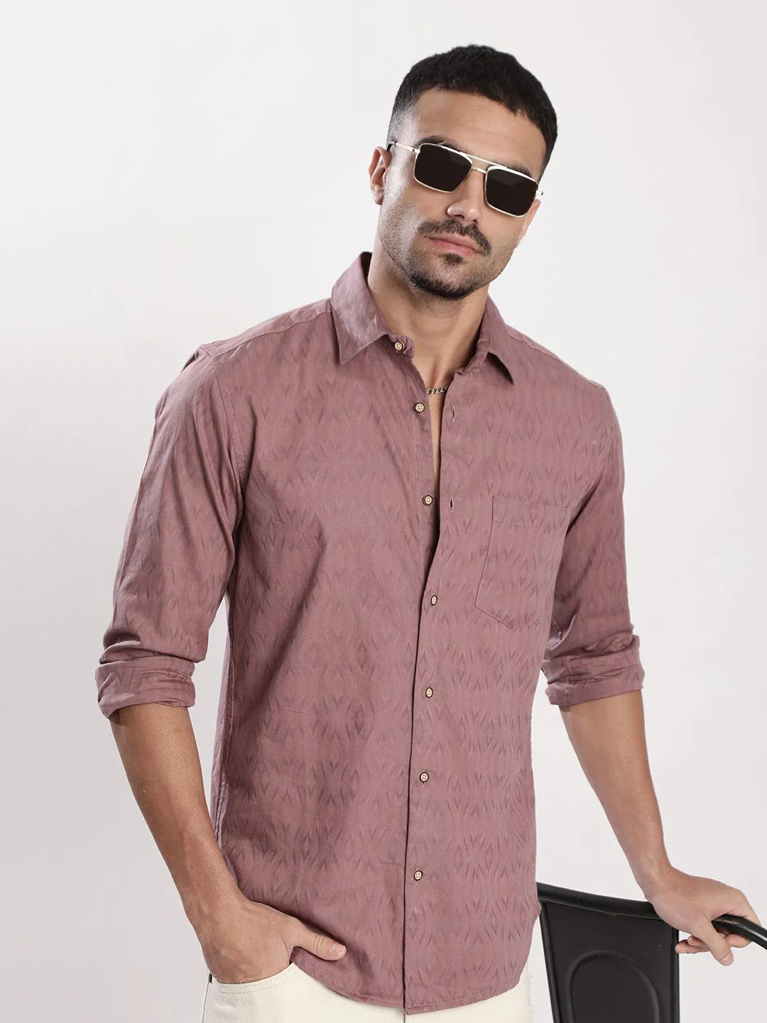 Bene Kleed Men Spread Collar Slim Fit Casual Shirt - Image 6
