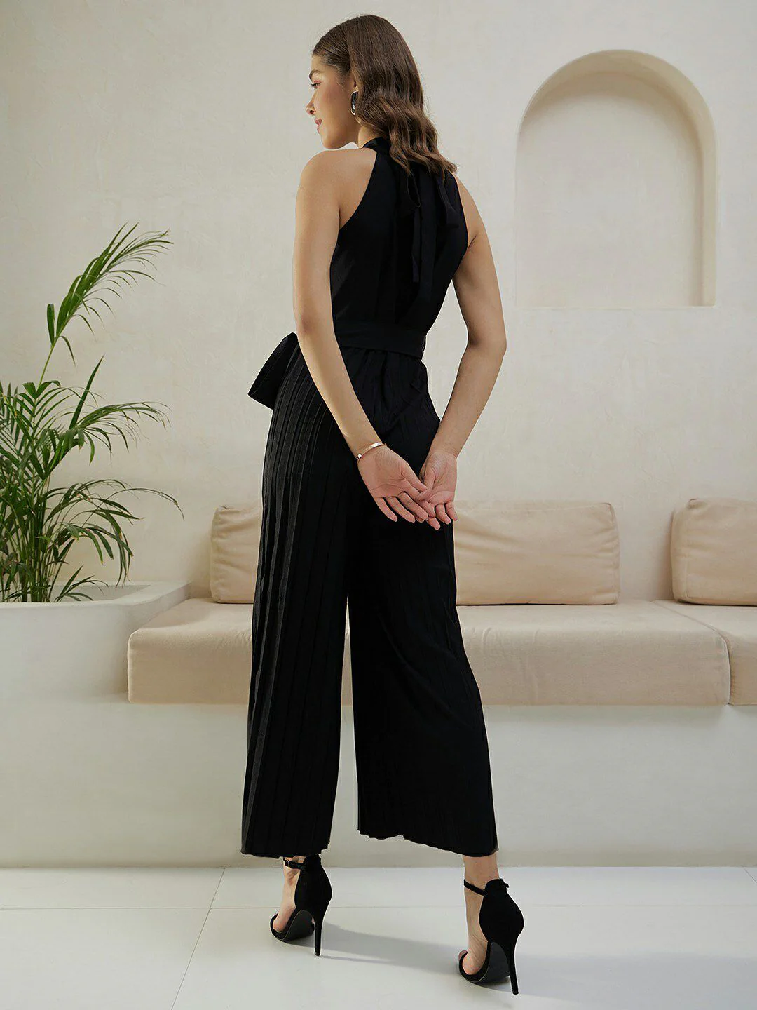 Berrylush Black High Neck Sleeveless Culotte Jumpsuit - Image 5