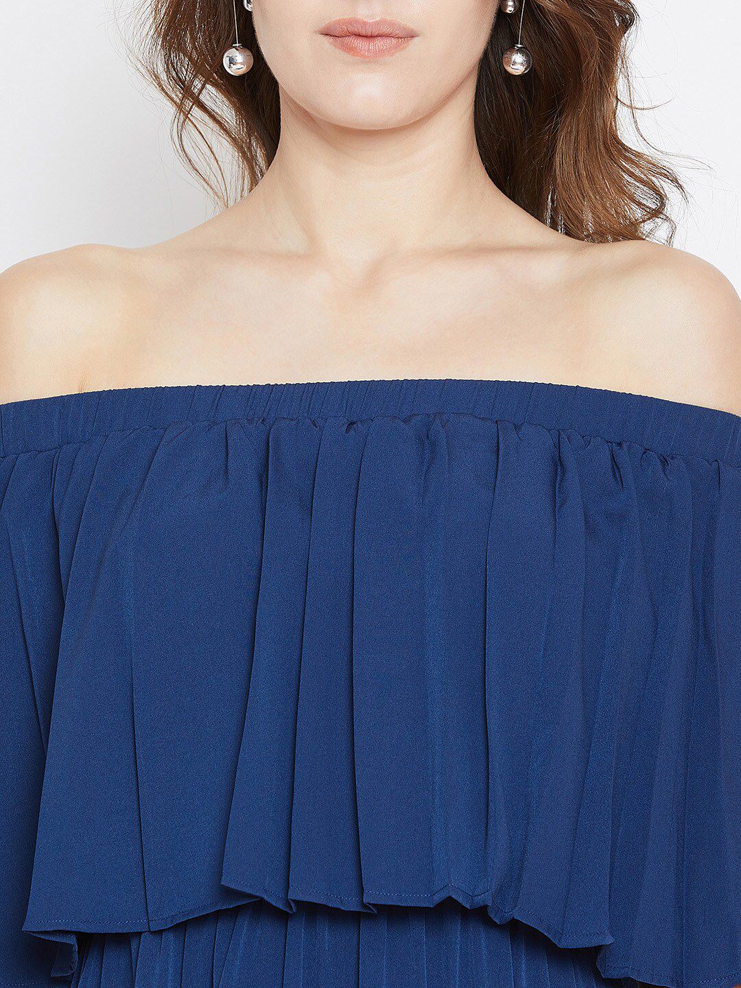 Berrylush Blue Off-Shoulder Crepe Maxi Dress - Image 2