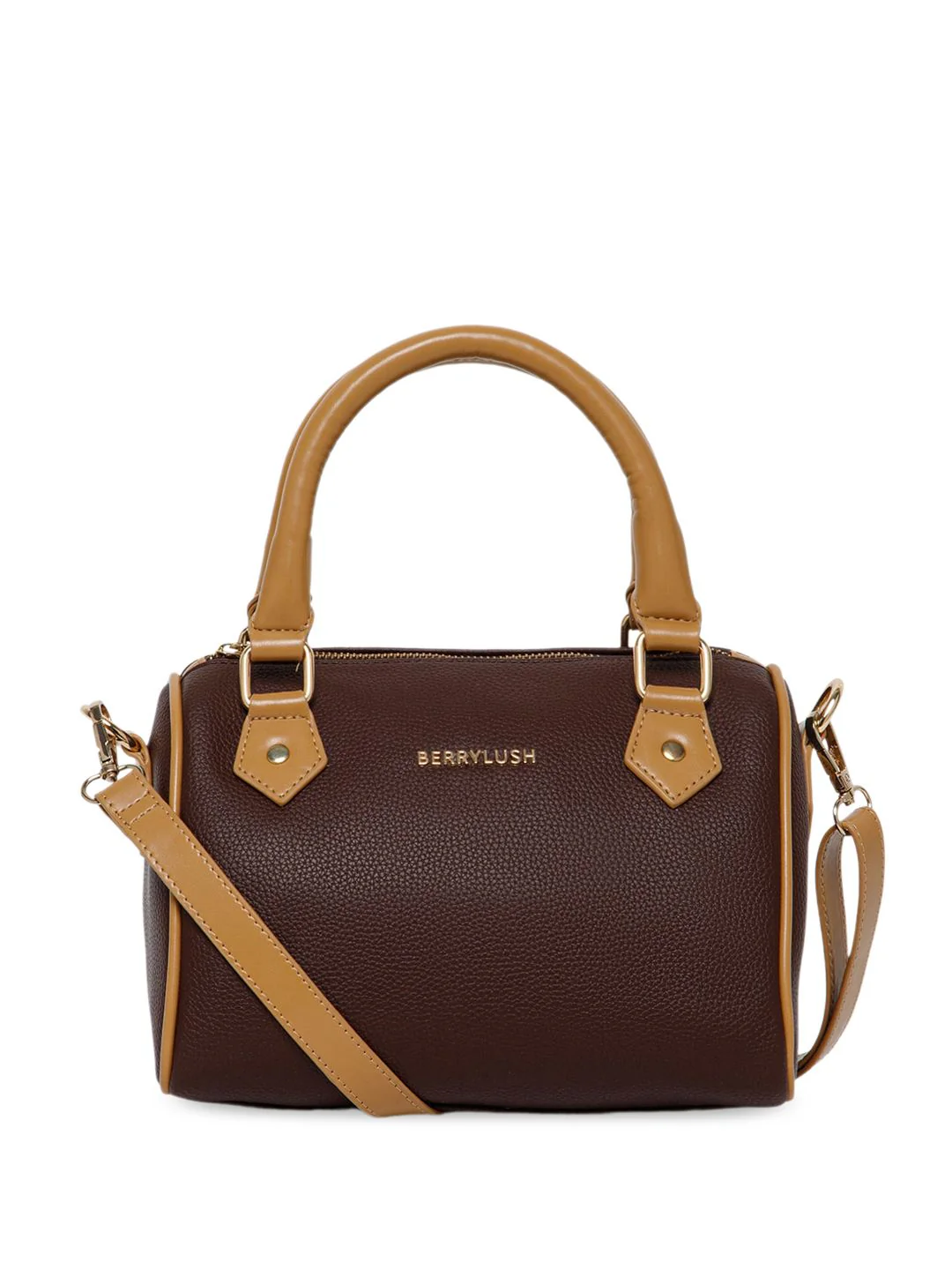 Berrylush Brown Structured Handheld Bag - Image 2