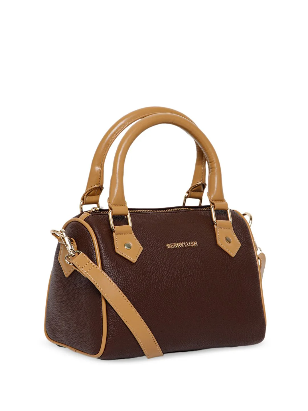 Berrylush Brown Structured Handheld Bag - Image 3