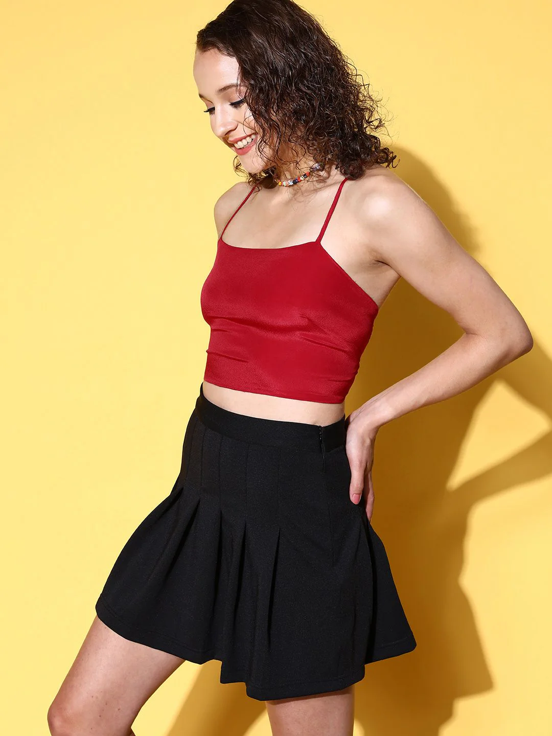 Berrylush Charming Red Solid Super Cropped Top - Image 5