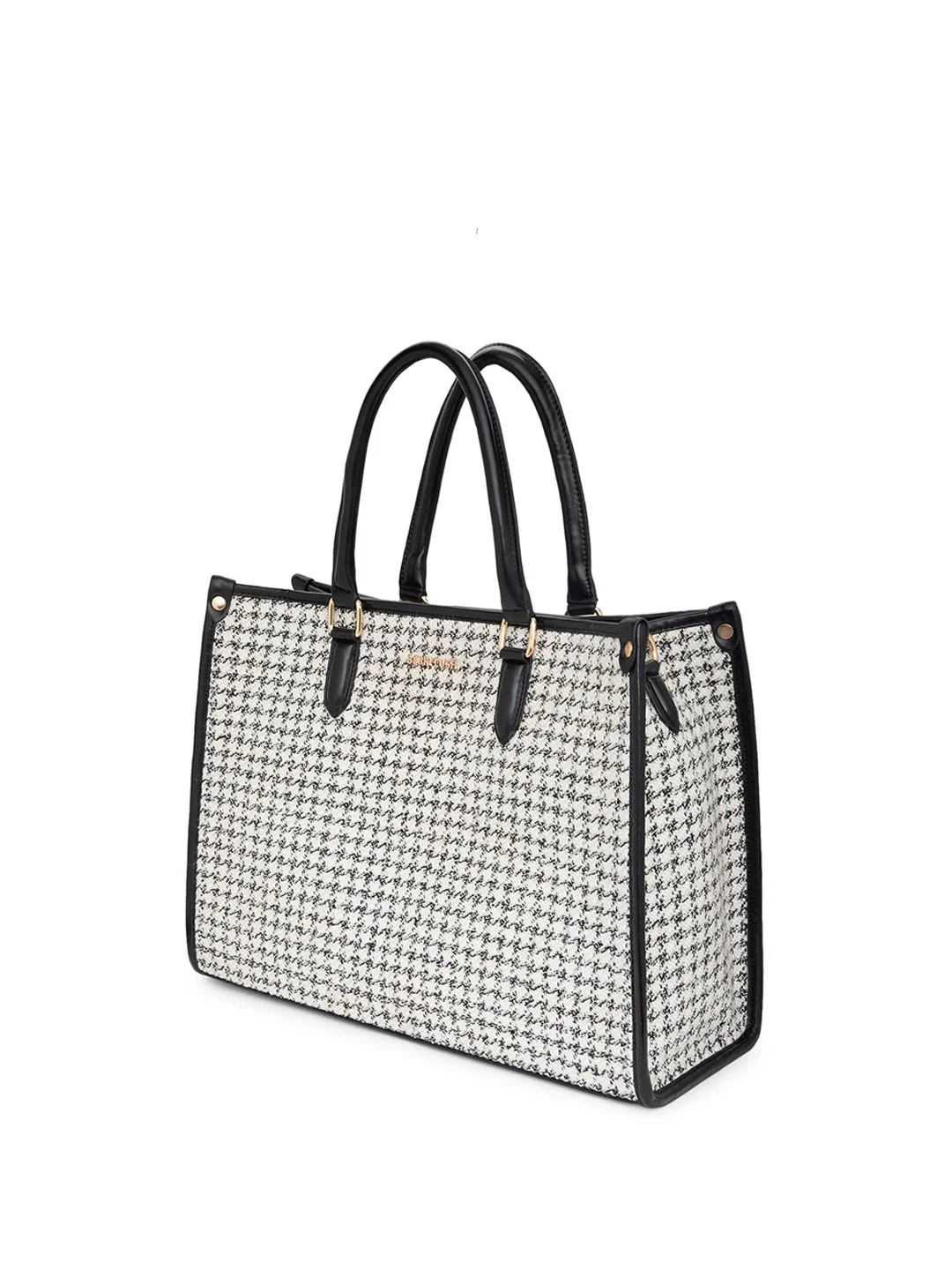 Berrylush Checked Structured Tote Bag with - Image 2