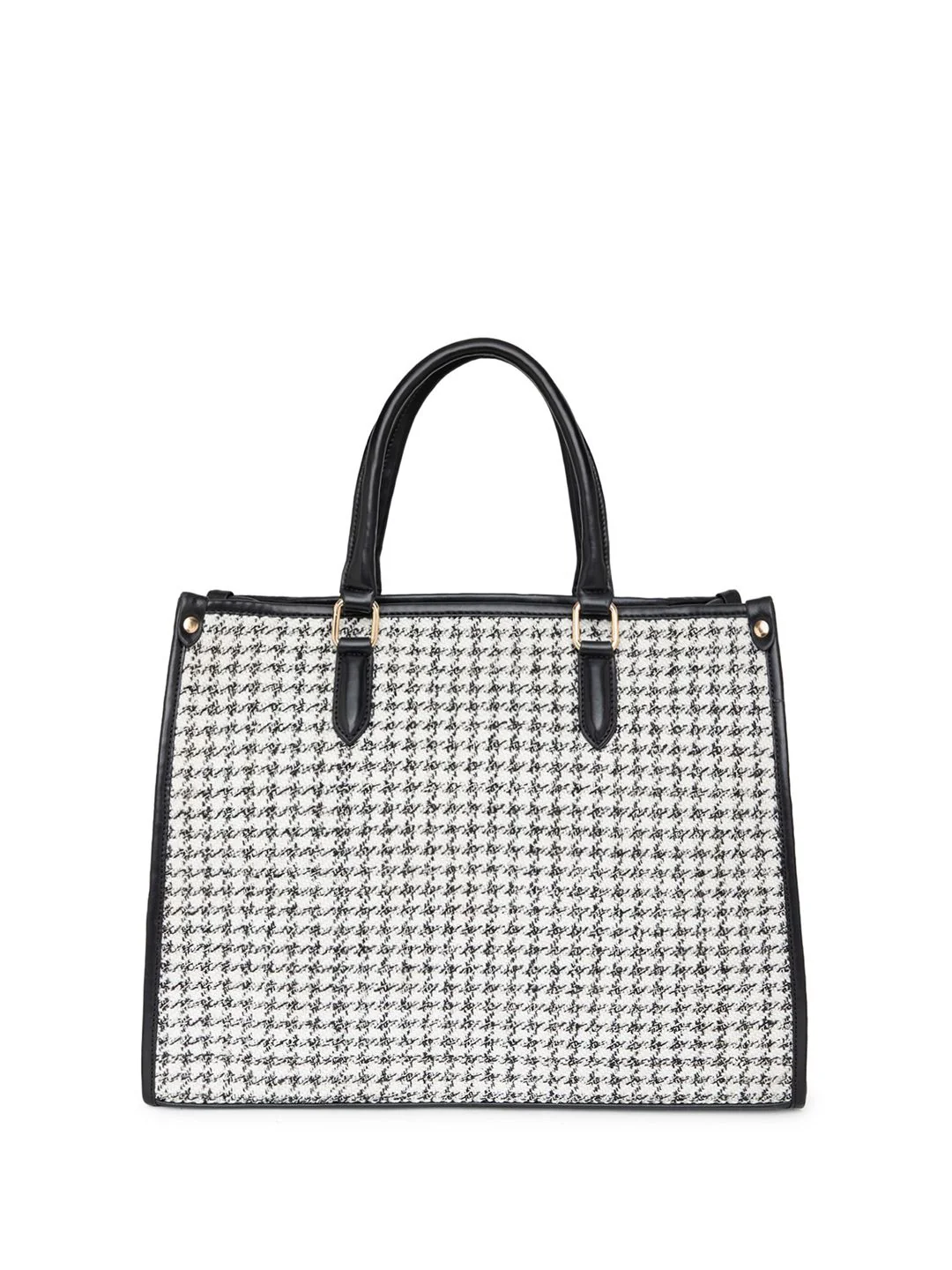 Berrylush Checked Structured Tote Bag with - Image 3