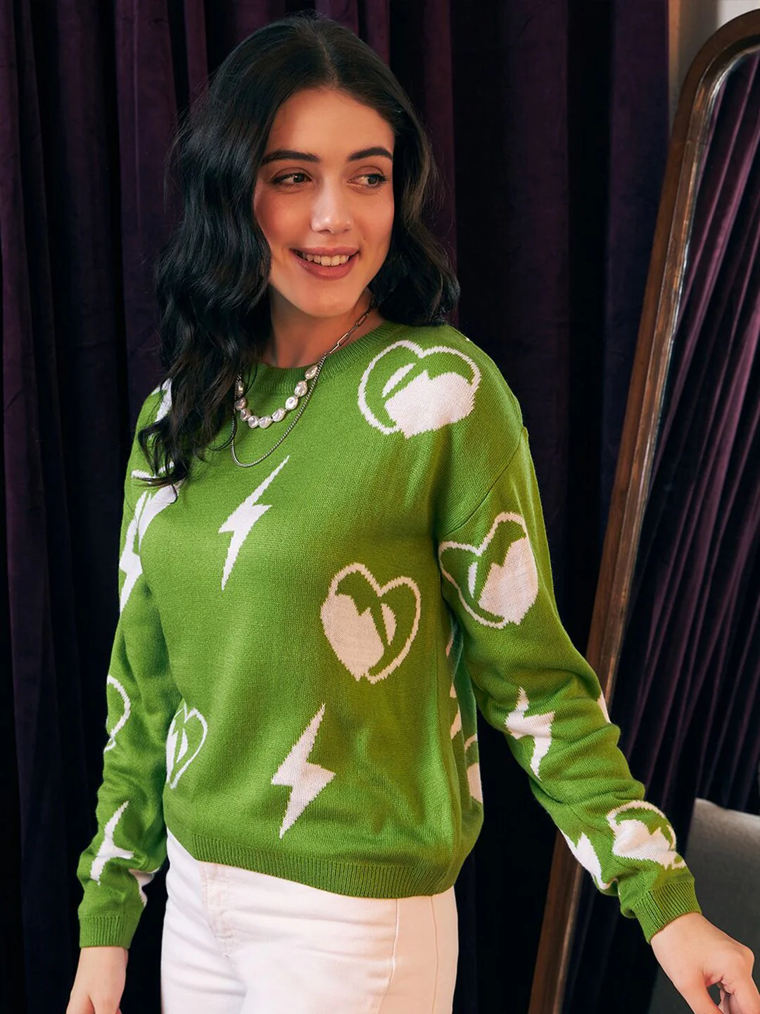Berrylush Conversational Printed Acrylic Pullover - Image 3