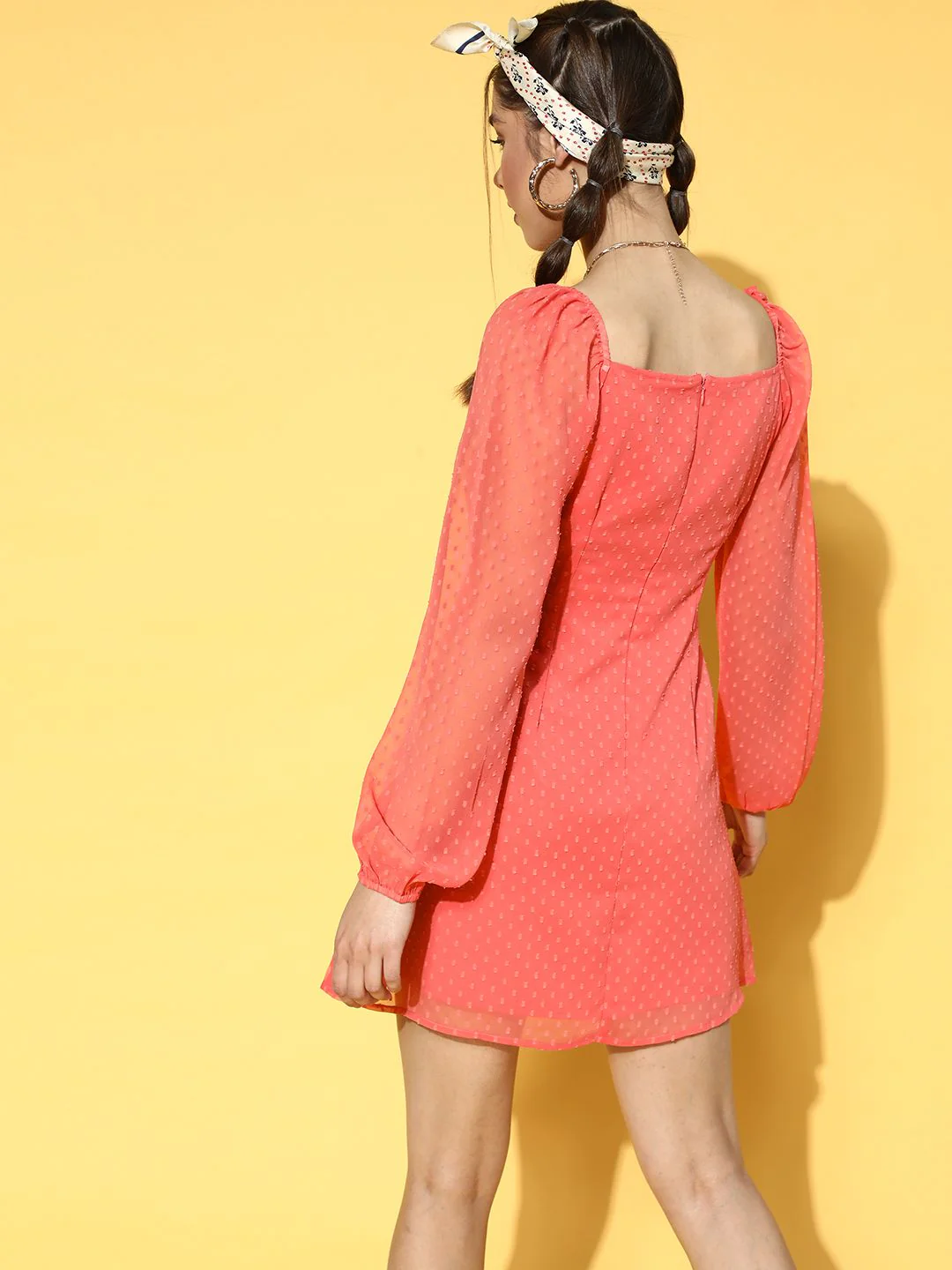 Berrylush Coral Pink A-Line Mini Dress - Image 4