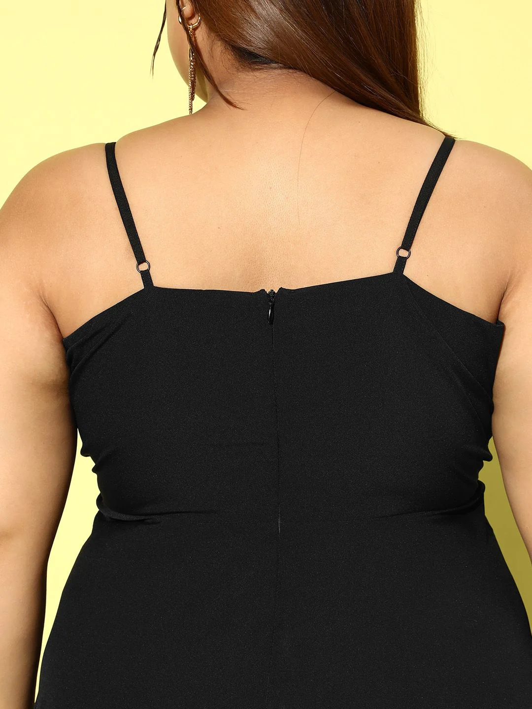 Berrylush Curve Plus Size Solid Shoulder Straps Crepe Maxi Dress - Image 6