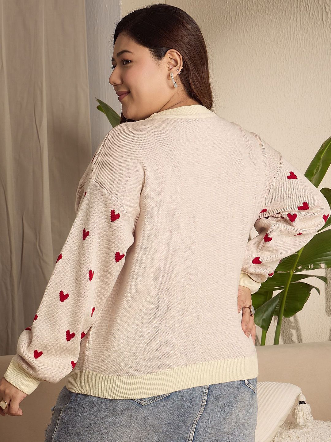 Berrylush Curve Women Conversational Self Design Pullover - Image 5