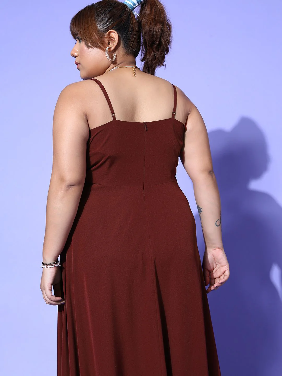 Berrylush Curve Women Maroon Solid Vacay Attire - Image 6