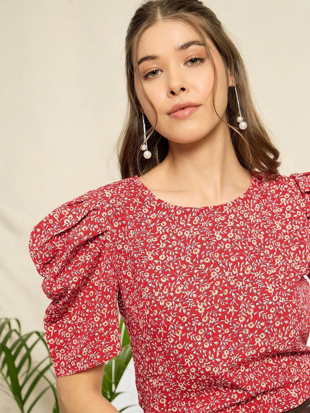 Berrylush Floral Print Puff Sleeve Top - Image 2