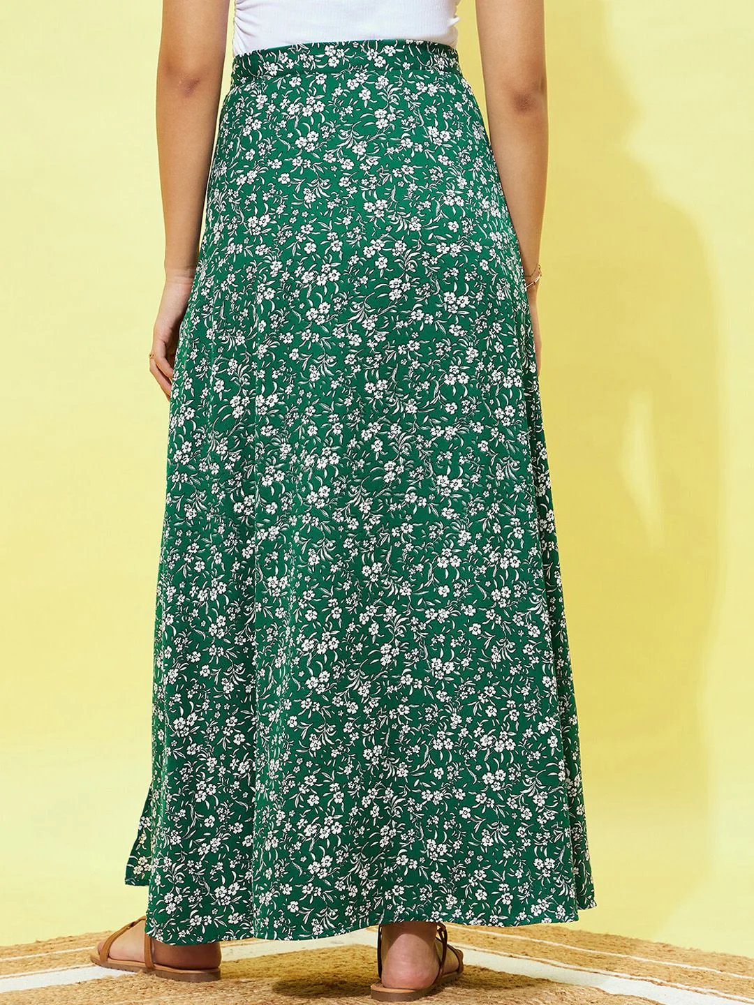 Berrylush Floral Printed Side Slit A-Line Maxi Skirt - Image 3