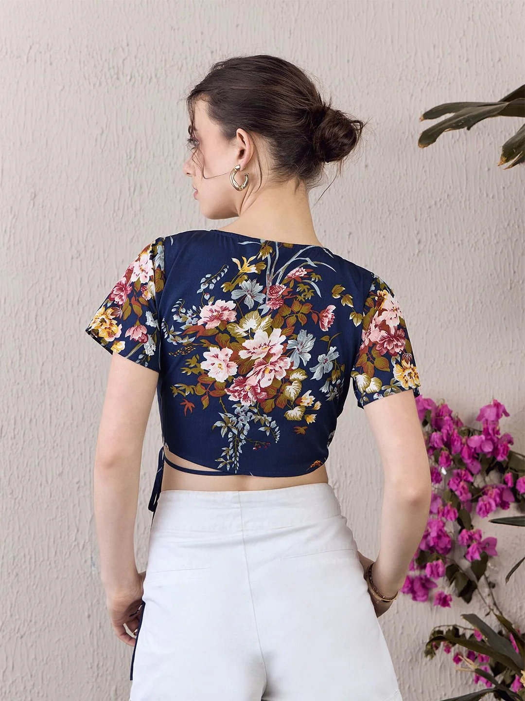 Berrylush Floral Printed Wrap Crop Top - Image 5