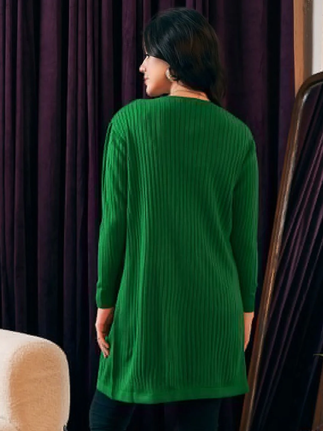 Berrylush Longline Open Front Acrylic Sweater - Image 5