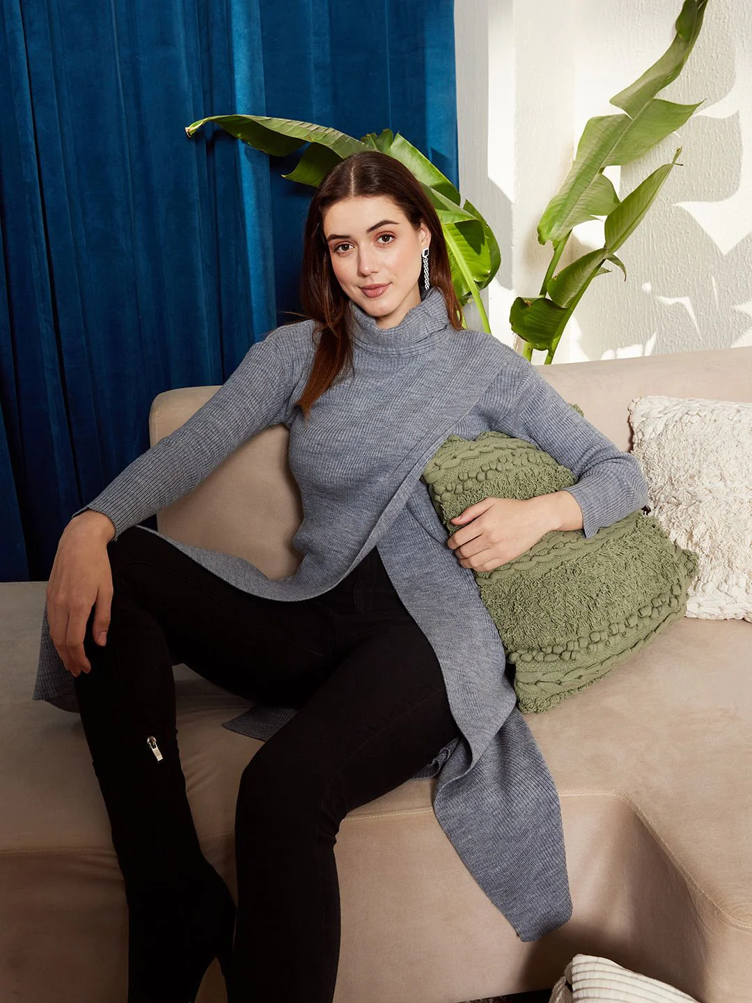 Berrylush Longline Turtle Neck Acrylic Pullover Sweater - Image 6
