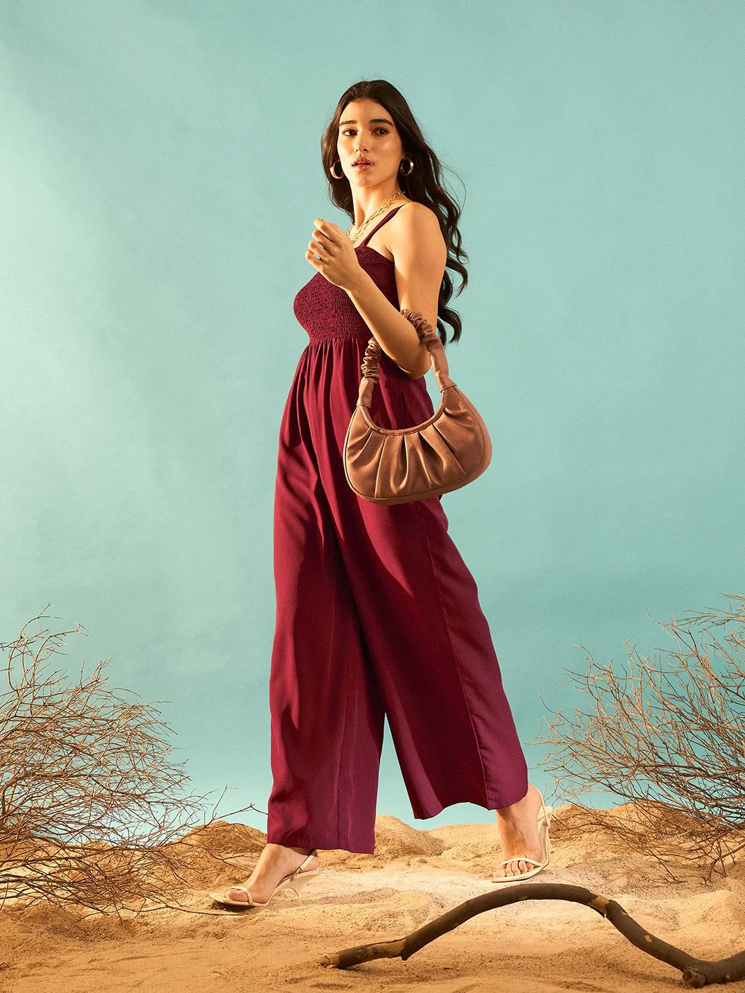 Berrylush Maroon Shoulder Straps Basic Jumpsuit - Image 4