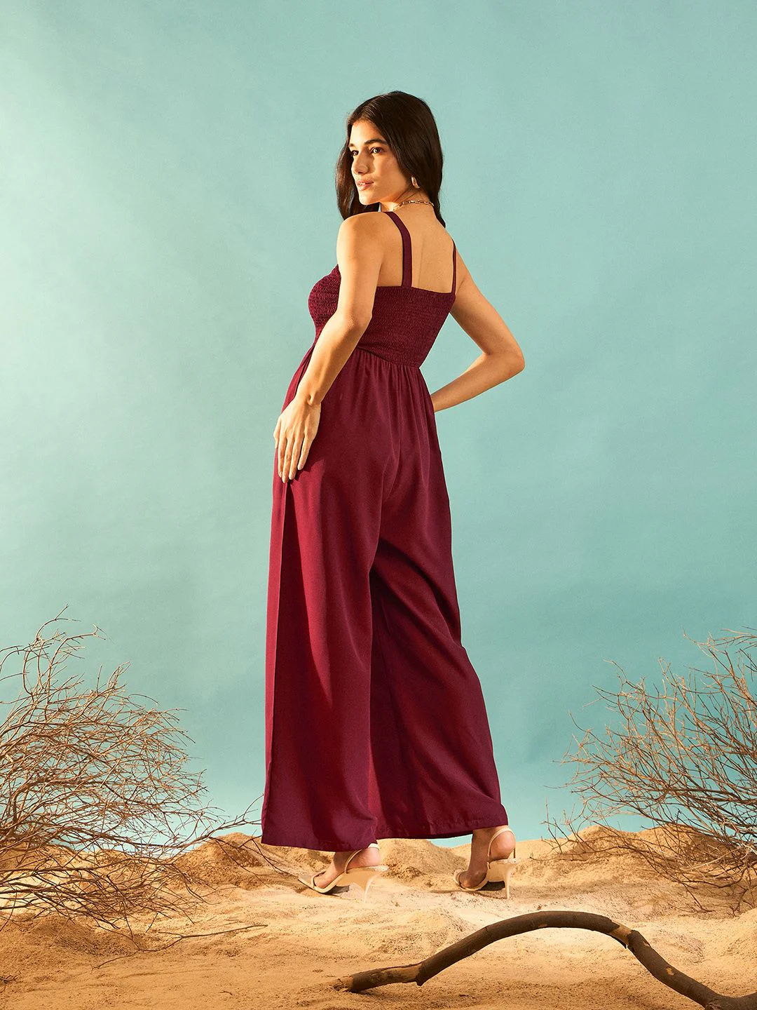 Berrylush Maroon Shoulder Straps Basic Jumpsuit - Image 5