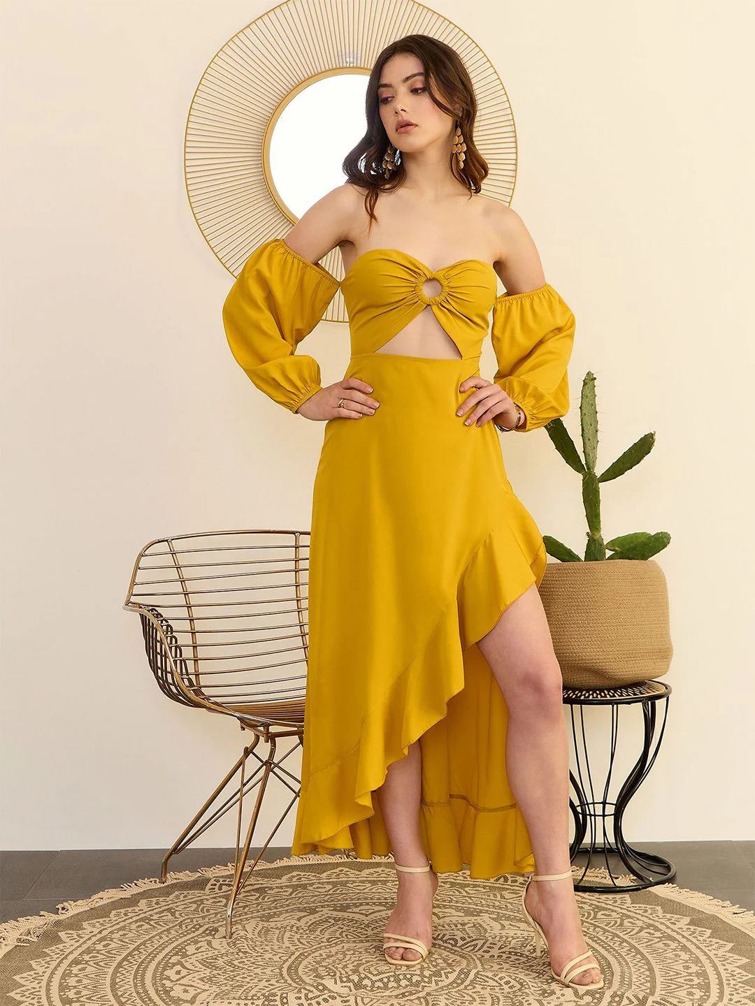 Berrylush Off-Shoulder A-Line Midi Dress